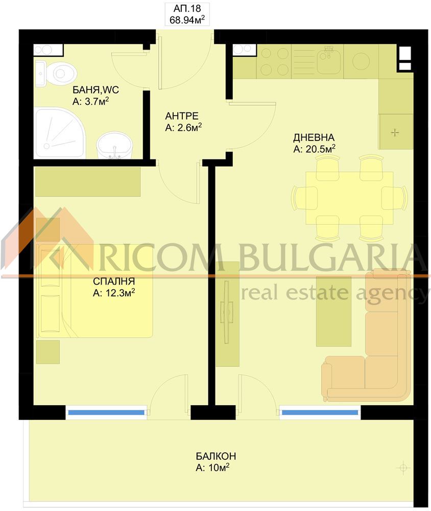 Двустаен апартамент на среден етаж в нова сграда в кв. Победа - 1 - Ricom Bulgaria