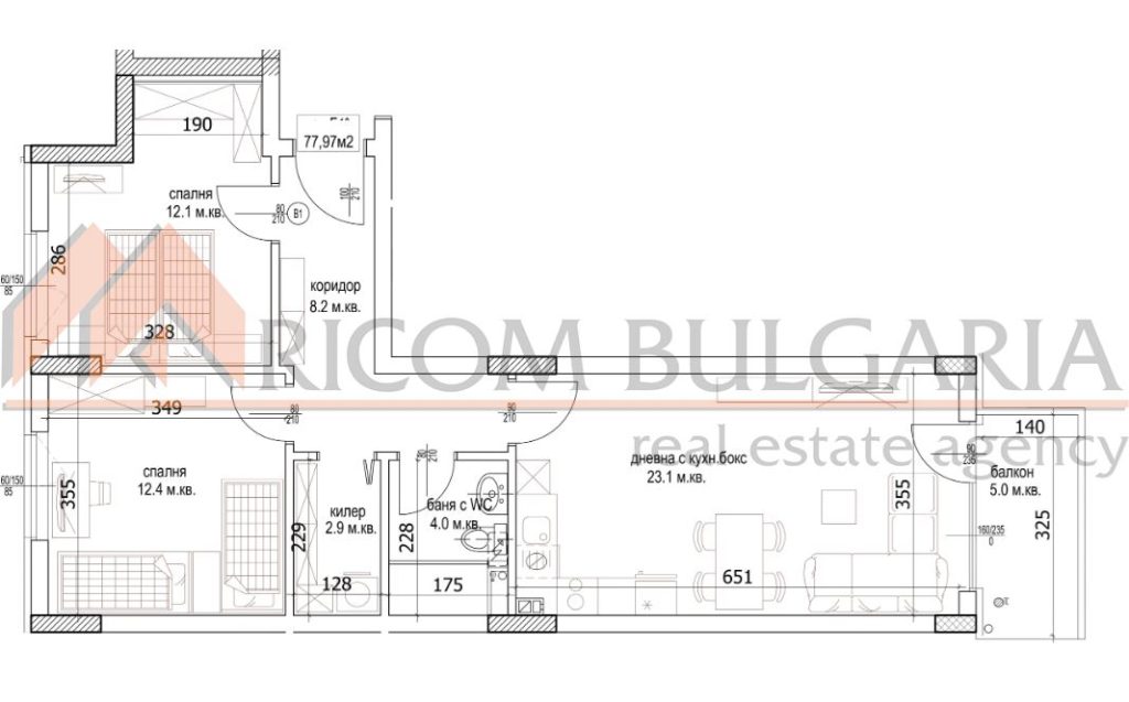 РИКОМ БЪЛГАРИЯ ви предлага просторен тристаен апартамент в новостроящ се модерен жилищен комплекс в Кайсиева градина. - 2 - Ricom Bulgaria