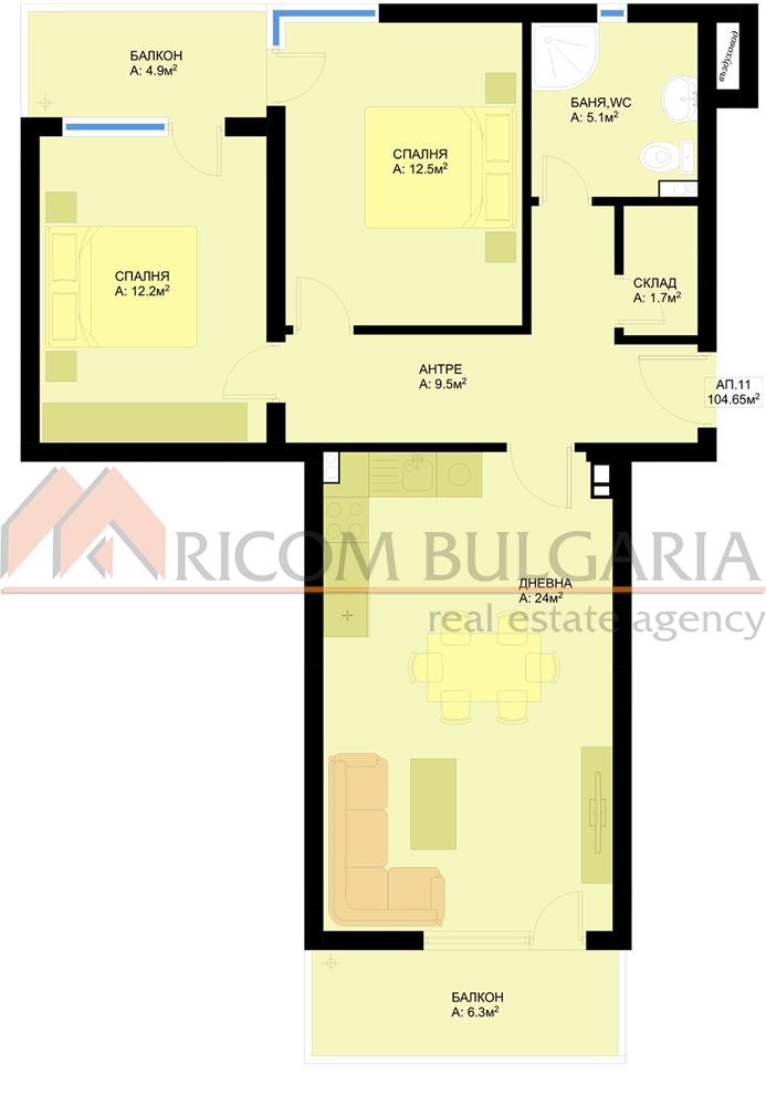 Тристаен апартаментът на среден етаж в нова сграда в кв. Победа - 1 - Ricom Bulgaria