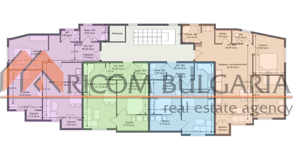 Тристаен апартамент с площ 92,82 кв.м., находящ се на втори /надпартерен/ етаж. - 3 - Ricom Bulgaria