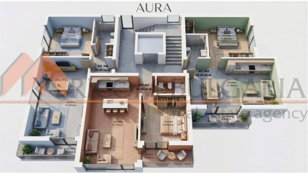 ПРЕДПРЕМИЕРНИ ПРОДАЖБИ ! Двустаен апартамент №4 в сграда AURA - 6 - Ricom Bulgaria